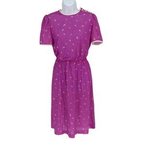 Vintage 1960s Summer Spring Print Dress Fit and Flare Belted